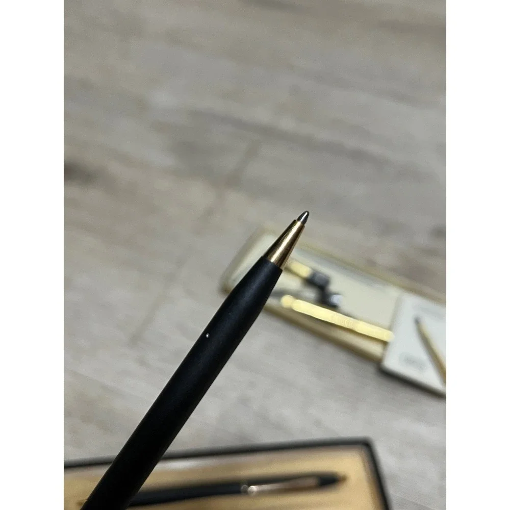 Cross Classic Black Pen and Pencil Set Matte Gold Trim Vintage with Box Refills‎